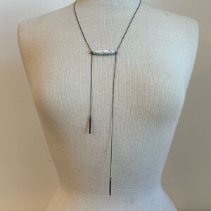 MARCIA MORAN GUNMETAL W/ WHITE STONE NECKLACE